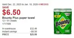 Costco Bounty Plus paper towel offer