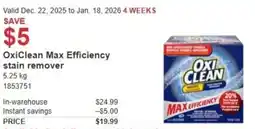 Costco OxiClean Max Efficiency stain remover offer