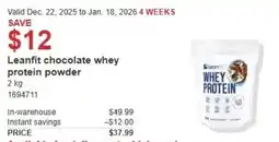 Costco Leanfit chocolate whey protein powder offer
