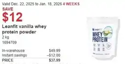 Costco Leanfit vanilla whey protein powder offer