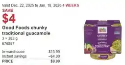 Costco Good Foods chunky traditional guacamole offer