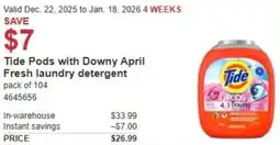 Costco Tide Pods with Downy April Fresh laundry detergent offer