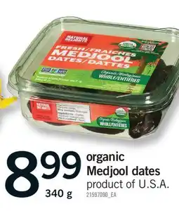 Fortinos ORGANIC MEDJOOL DATES, 340 G offer