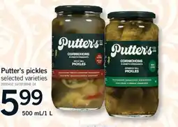 Fortinos PUTTER'S PICKLES, 500 ML/1 L offer