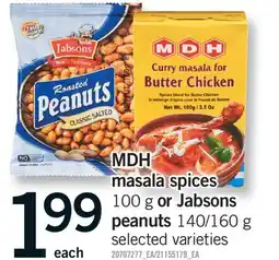 Fortinos MDH MASALA SPICES, 100 G OR JABSONS PEANUTS, 140/160 G offer