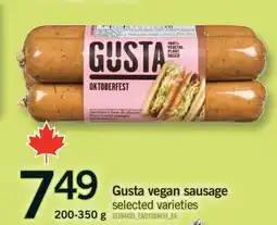 Fortinos GUSTA VEGAN SAUSAGE, 200-350 G offer