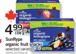 Fortinos SUNRYPE ORGANIC FRUIT SNACKS, 108 G offer