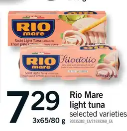 Fortinos RIO MARE LIGHT TUNA, 3X65/80 G offer