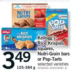 Fortinos KELLOGG'S RICE KRISPIES SQUARES, NUTRI-GRAIN BARS OR POP-TARTS, 125-384 G offer