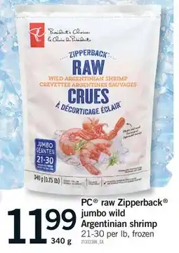 Fortinos PC RAW ZIPPERBACK JUMBO WILD ARGENTINIAN SHRIMP, 21-30 per lb, 340 g offer