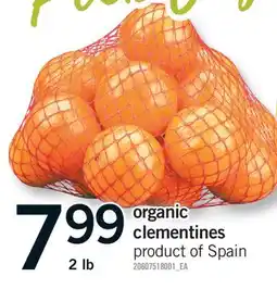 Fortinos ORGANIC CLEMENTINES, 2 LB offer