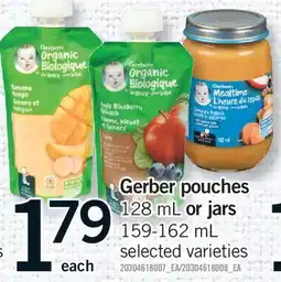 Fortinos GERBER POUCHES, 128 ML OR JARS, 159-162 ML offer
