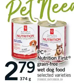 Fortinos PC NUTRITION FIRST GRAIN-FREE WET DOG FOOD, 374 G offer