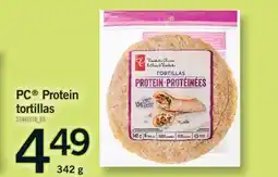 Fortinos PC PROTEIN TORTILLAS, 342 G offer