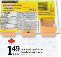 Fortinos NO NAME CRACKERS OR BREADSTICKS & CHEESE, 3x29 g offer