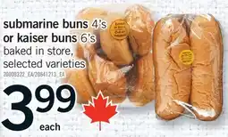Fortinos SUBMARINE BUNS, 4'S OR KAISER BUNS 6'S offer