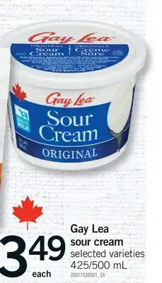 Fortinos GAY LEA SOUR CREAM, 425/500 ML offer