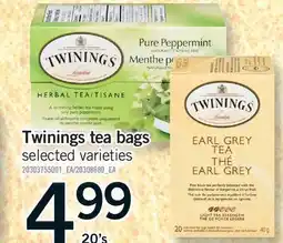 Fortinos TWININGS TEA BAGS, 20'S offer