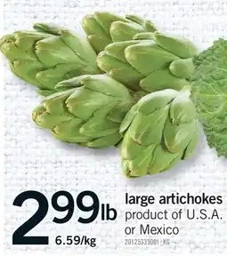 Fortinos large artichokes offer