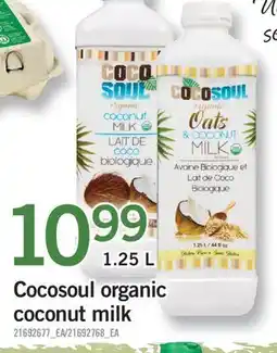 Fortinos COCOSOUL ORGANIC COCONUT MILK, 1.25 L offer