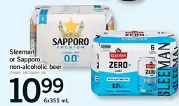 Fortinos SLEEMAN OR SAPPORO NON-ALCOHOLIC BEER, 6X355 ML offer