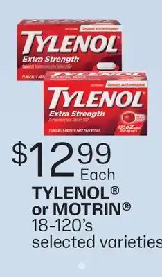 Fortinos TYLENOL OR MOTRIN , 18-120'S offer