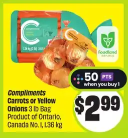 FreshCo Compliments Carrots or Yellow Onions 3 lb Bag Product of Ontario, Canada No. 1, 1.36 kg offer