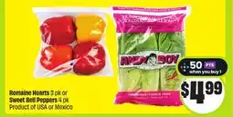 FreshCo Romaine Hearts 3 pk or Sweet Ball Peppers 4 pk Product of USA or Mexico offer