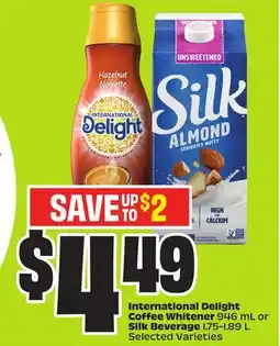 FreshCo International Delight Coffee Whitener 946 mL or Silk Beverage 1.75-1.89 L Selected Varieties offer