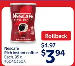 Walmart Nescafé Rich instant coffee offer