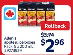 Walmart Allen's apple juice boxes offer