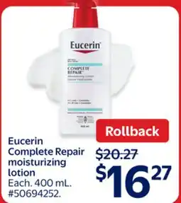 Walmart Eucerin Complete Repair moisturizing lotion offer