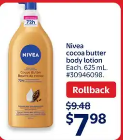 Walmart Nivea cocoa butter body lotion offer