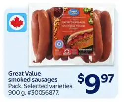 Walmart Great Value smoked sausages offer