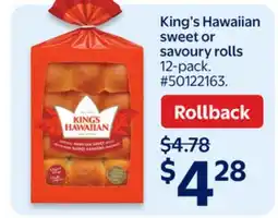 Walmart King's Hawaiian sweet or savoury rolls offer