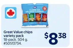 Walmart Great Value chips variety pack offer