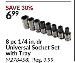 Princess Auto 8 pc 1/4 in. dr Universal Socket Set with Tray offer