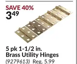 Princess Auto 5 pk 1-1/2 in. Brass Utility Hinges offer