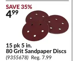 Princess Auto 15 5 in. 80 Grit Sandpaper Discs offer