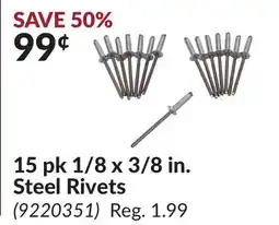 Princess Auto 15 pk 1/8 x 3/8 in. Steel Rivets offer