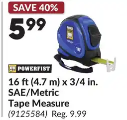 Princess Auto 16 ft (4. m) x 3/4 in. SAE/Metric Tape Measure offer