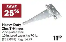 Princess Auto Heavy-Duty Zinc T-Hinges offer