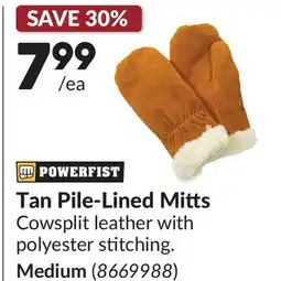 Princess Auto Medium Tan Pile-Lined Mitts offer