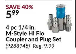 Princess Auto 4 pc 1/4 in. M-Style Hi Flo Coupler and Plug Set offer