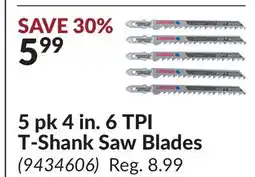 Princess Auto 5 pk 4 in. 6 TPI T-Shank Saw Blades offer