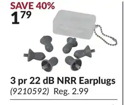 Princess Auto 22 dB NRR Earplugs offer