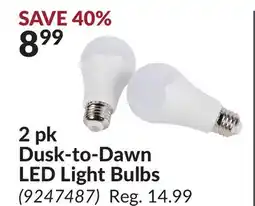 Princess Auto 2 pk Dusk-to-Dawn LED Light Bulbs offer