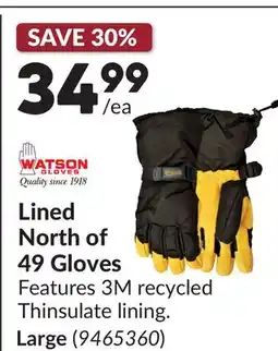 Princess Auto Large Lined North of 49 Gloves offer