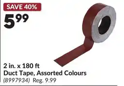 Princess Auto 2 in. x 180 ft Duct Tape, Assorted Colours offer