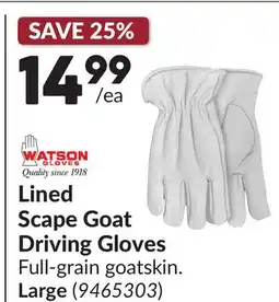 Princess Auto Large Lined Scape Goat Driving Gloves offer